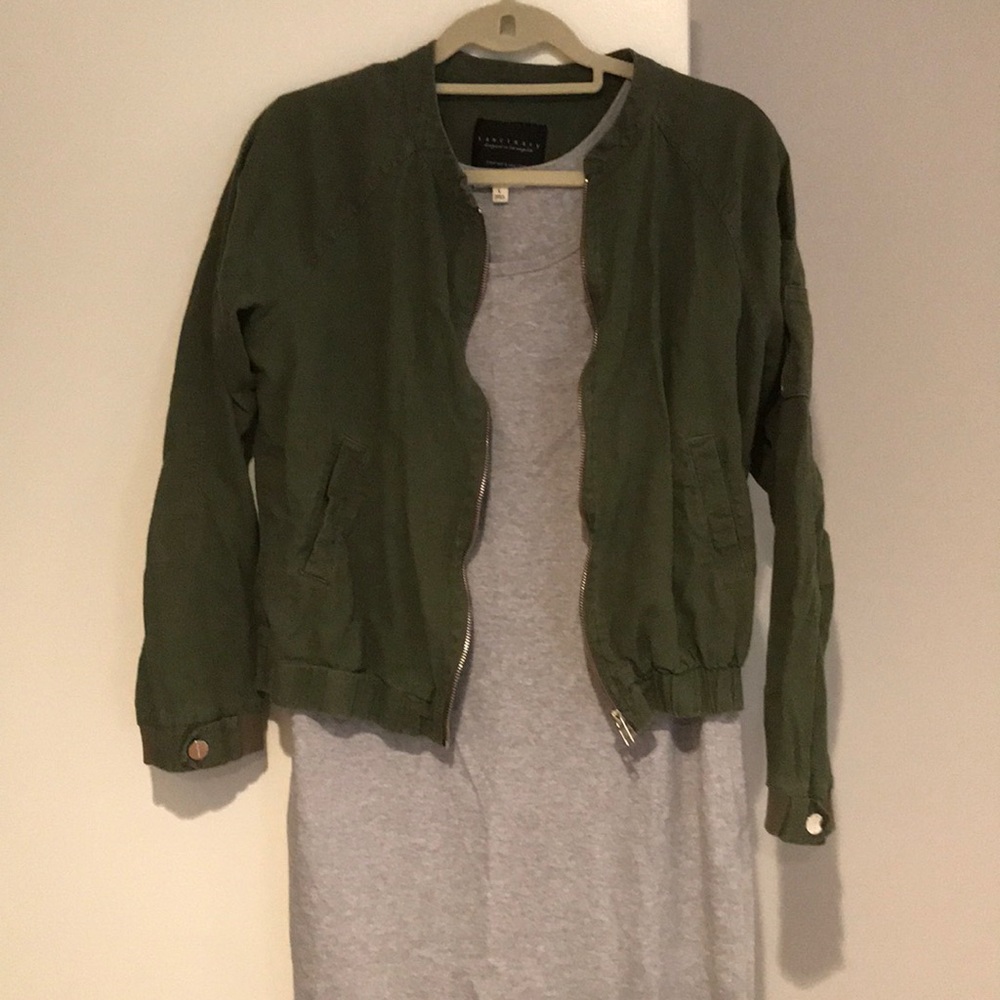 Green linen no collar jacket